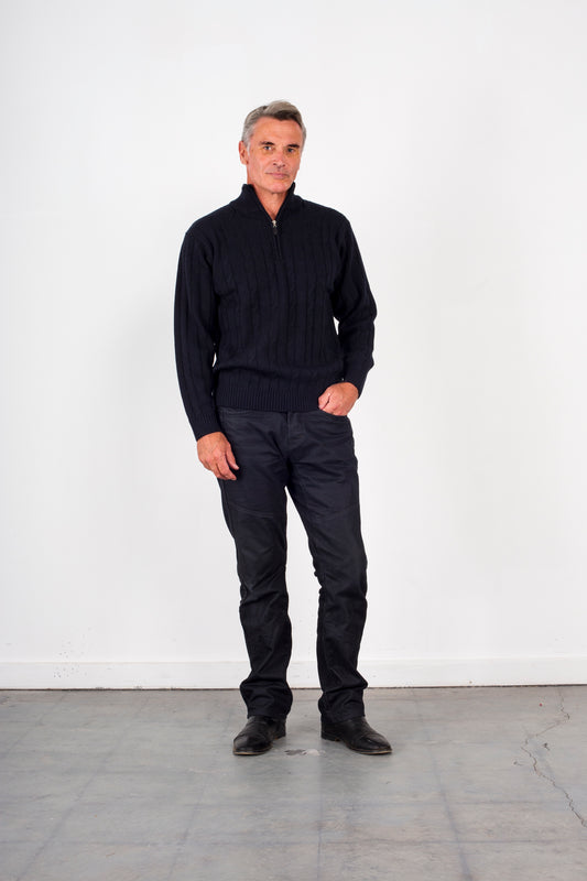 ANSETT PURE WOOL CABLE ZIP PULLOVER