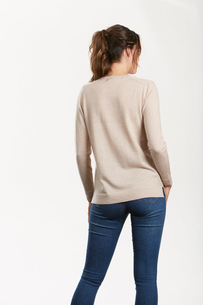 FINE PURE WOOL JERSEY VEE PULLOVER