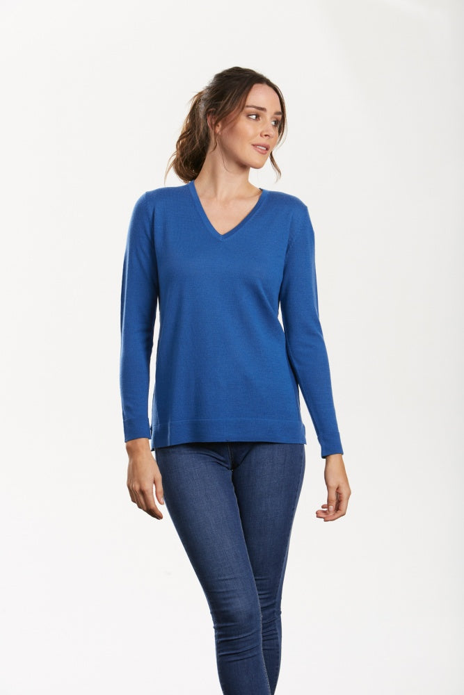 FINE PURE WOOL JERSEY VEE PULLOVER