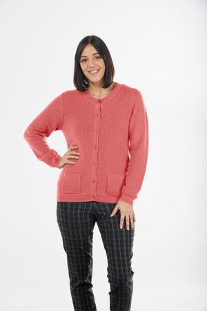 BTN CARDIGAN IN ALL-OVER EYELET STITCH DETAIL