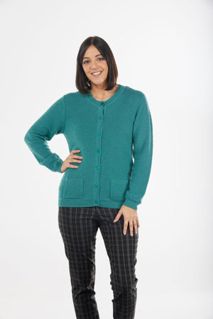 BTN CARDIGAN IN ALL-OVER EYELET STITCH DETAIL