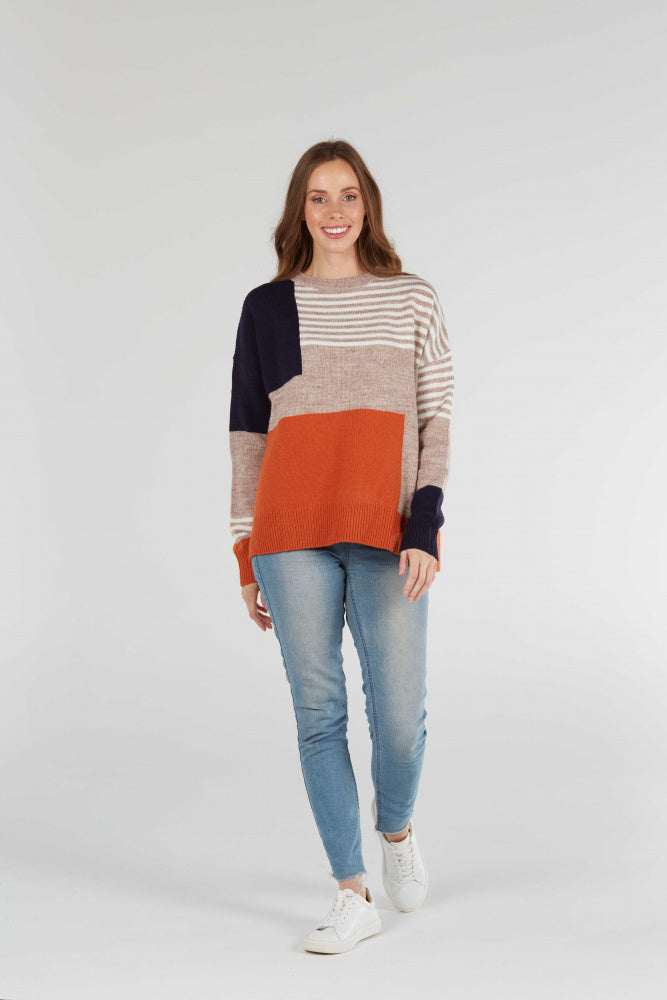 COLOUR BLOCK CREW NECK PULLOVER only 2XL left