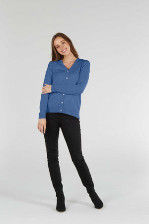 ESSENTIAL JERSEY VEE NECK CARDIGAN (Available only in XS Navy)