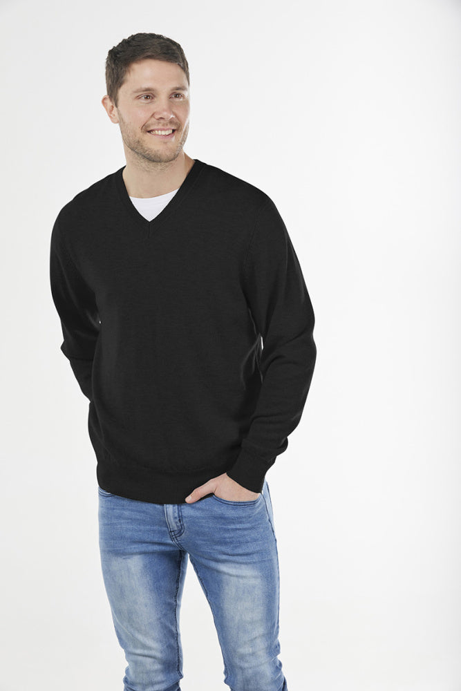 MERINO/ CASHMERE ESSENTIAL VEE NECK PULLOVER