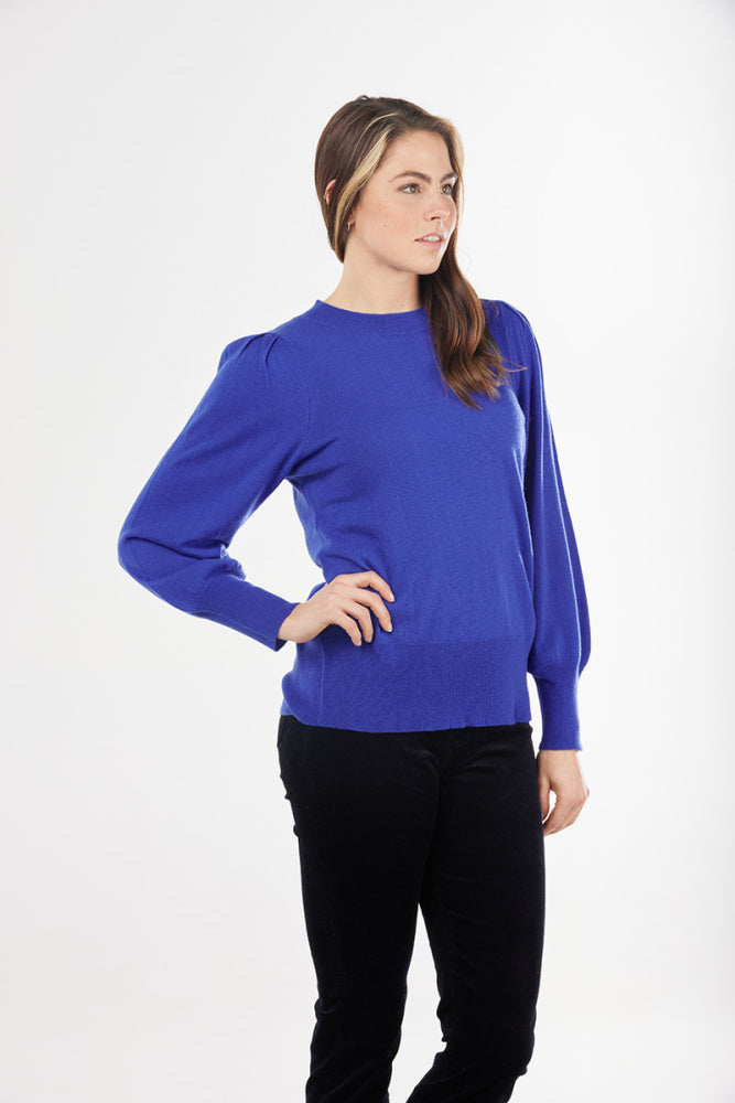 CREW NECK PULLOVER WITH PUFF SLEEVES