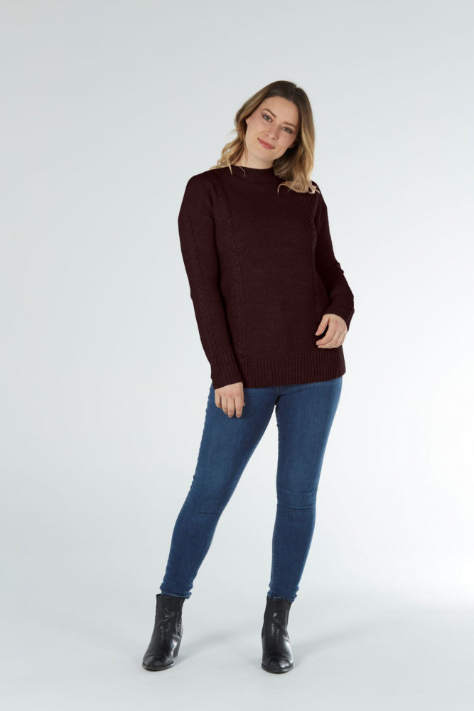 HIGH CREW TEXTURED PULLOVER WITH CABLES