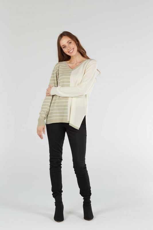 HALF STRIPE PULLOVER only 2XL in sage available
