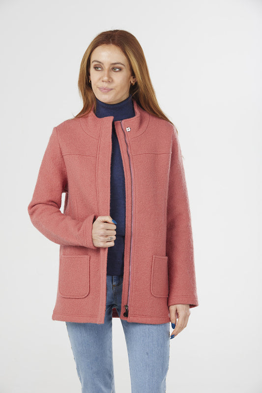 SHORT ZIP JACKET PURE BOILED WOOL