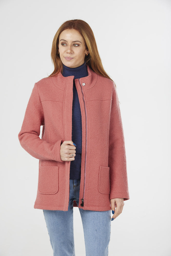 SHORT ZIP JACKET PURE BOILED WOOL