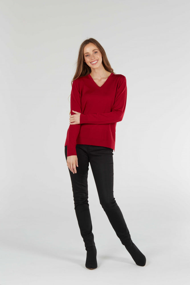 FINE PURE WOOL JERSEY VEE PULLOVER