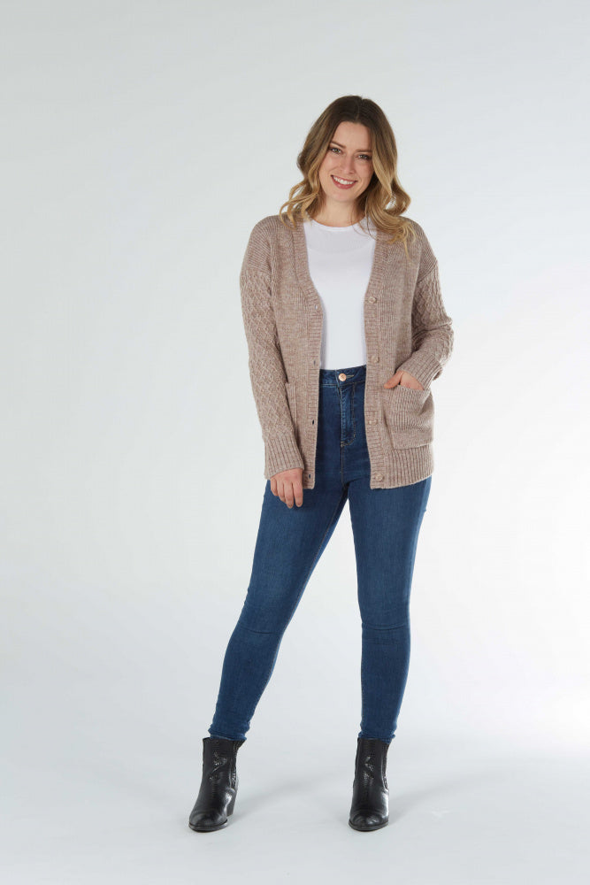Vee Cardigan With Diamond Sleevs only pink XL