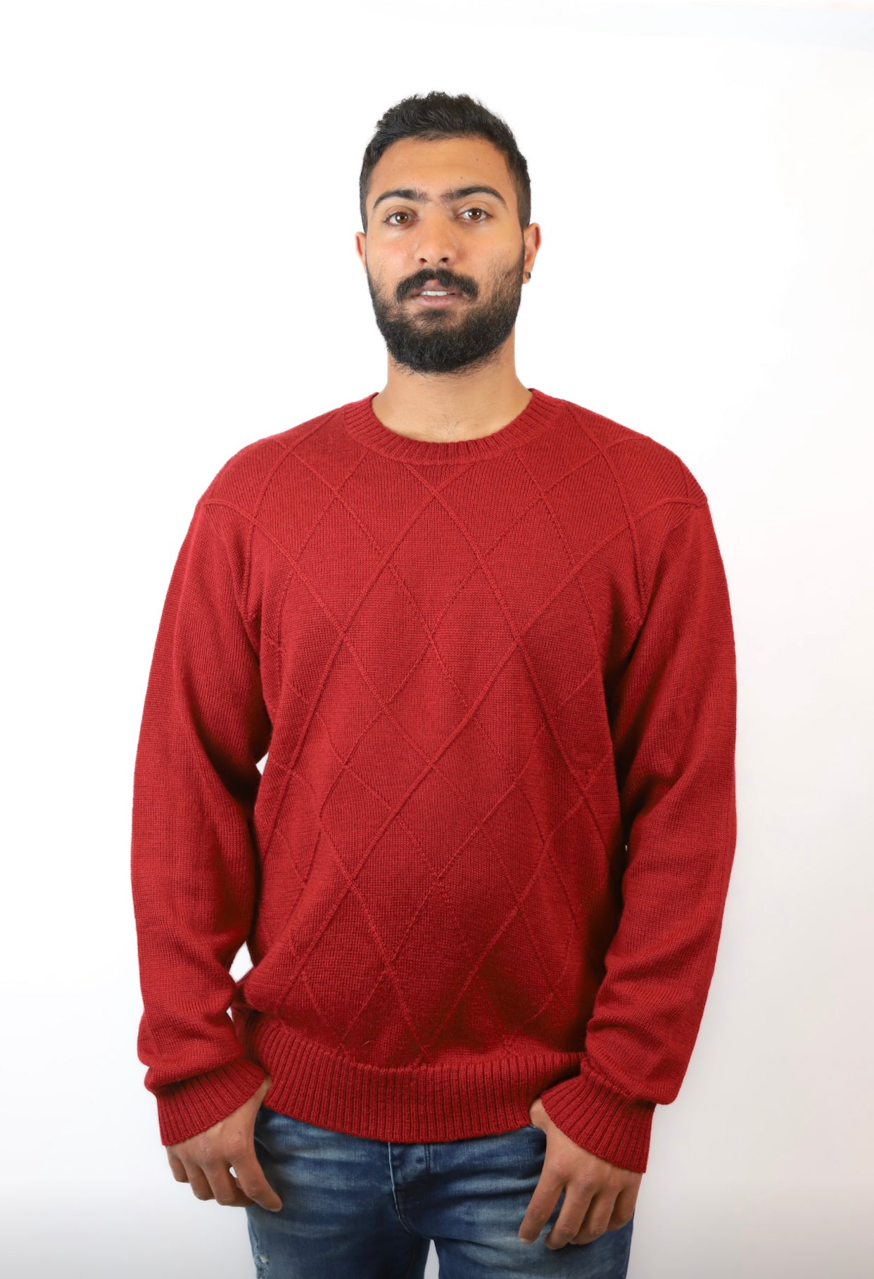 Sovrano Diamonds crew neck pure merino 2XL only