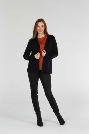 ESSENTIAL JERSEY VEE NECK CARDIGAN (Available only in XS Navy)