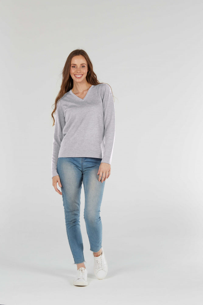 FINE PURE WOOL JERSEY VEE PULLOVER