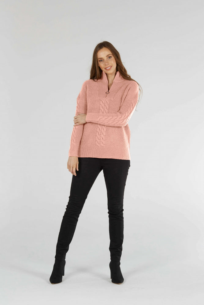 CABLE QUARTER ZIP PULLOVER FIELDS LADIES