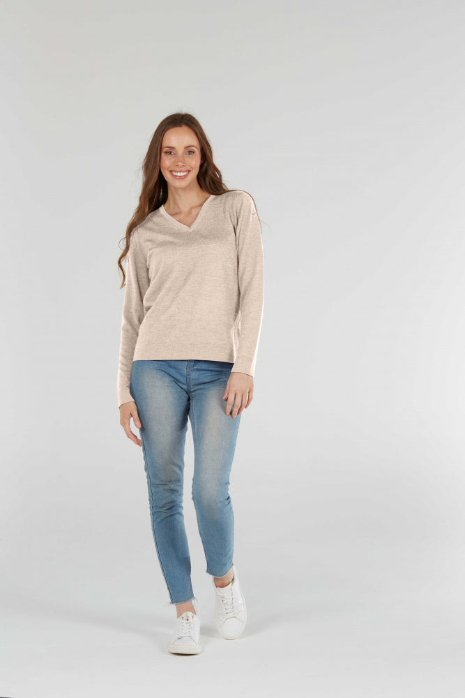 FINE PURE WOOL JERSEY VEE PULLOVER