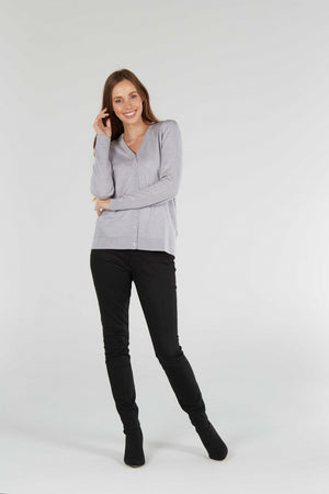 ESSENTIAL JERSEY VEE NECK CARDIGAN (Available only in XS Navy)