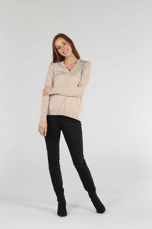 ESSENTIAL JERSEY VEE NECK CARDIGAN (Available only in XS Navy)