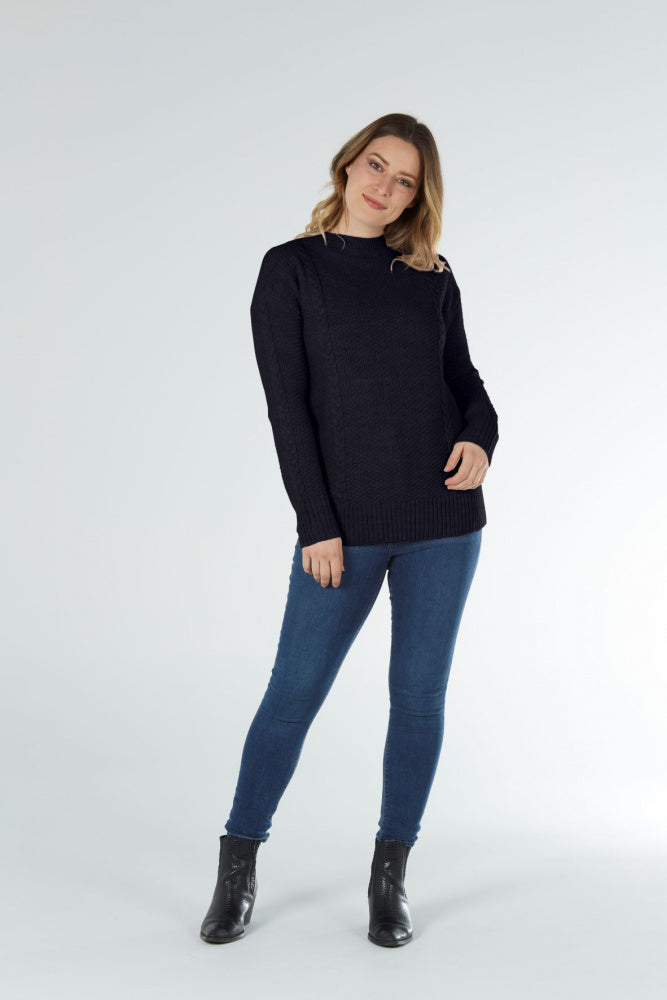 HIGH CREW TEXTURED PULLOVER WITH CABLES