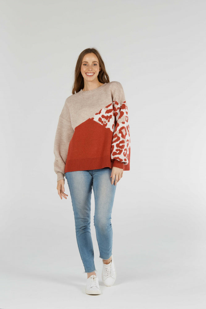 ANIMAL PRINT PULLOVER FIELDS ONLY ORANGE S LEFT