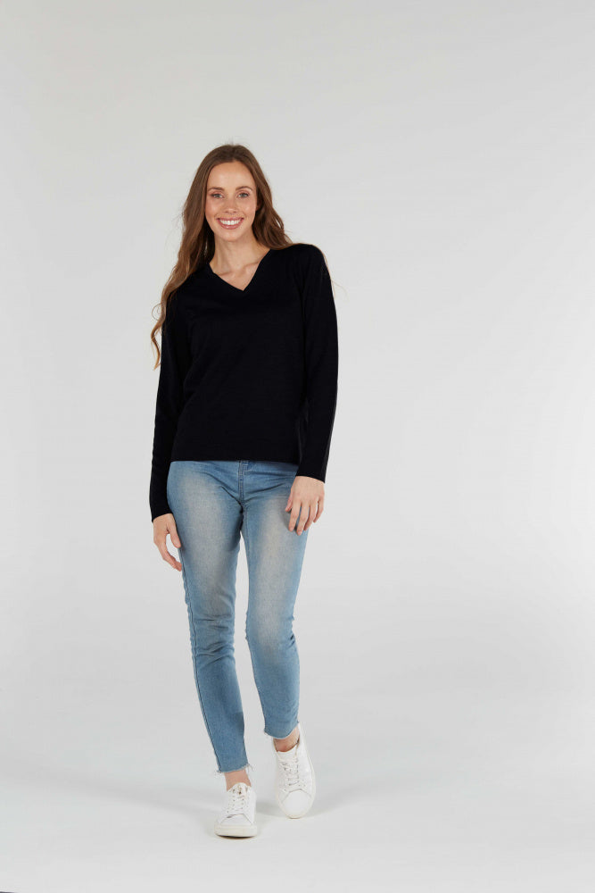 FINE PURE WOOL JERSEY VEE PULLOVER