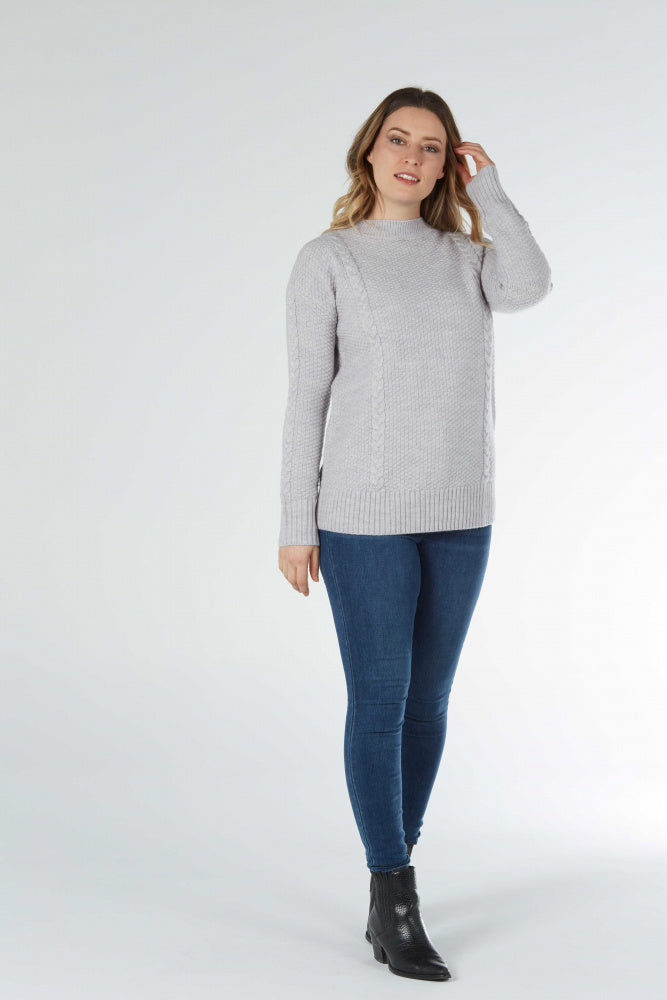 HIGH CREW TEXTURED PULLOVER WITH CABLES