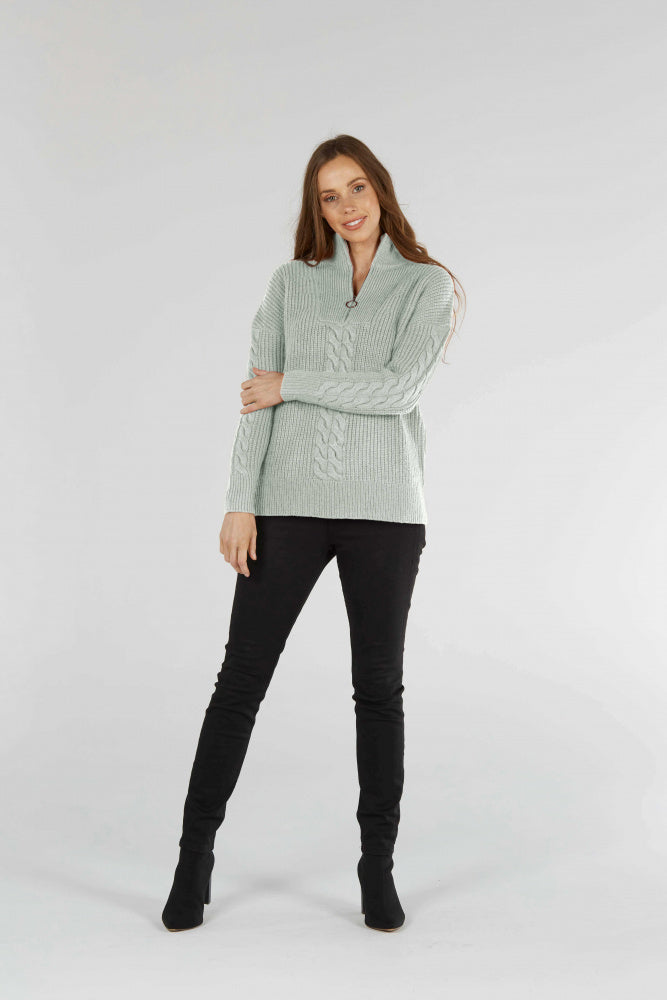 CABLE QUARTER ZIP PULLOVER FIELDS LADIES