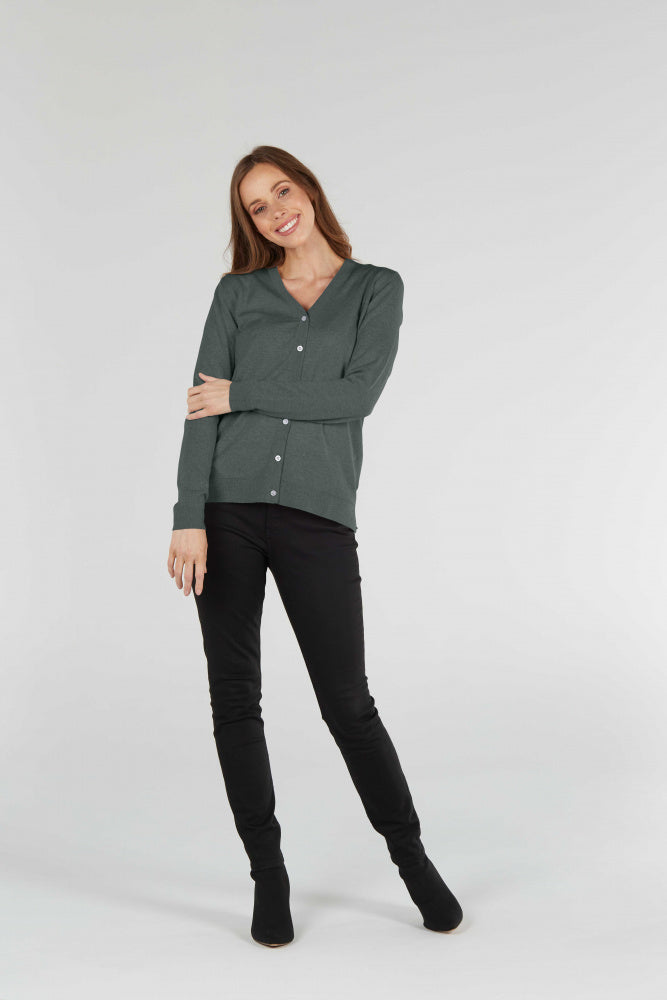 ESSENTIAL JERSEY VEE NECK CARDIGAN (Available only in XS Navy)