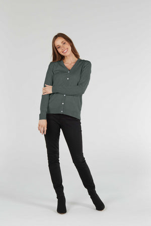 ESSENTIAL JERSEY VEE NECK CARDIGAN (Available only in XS Navy)