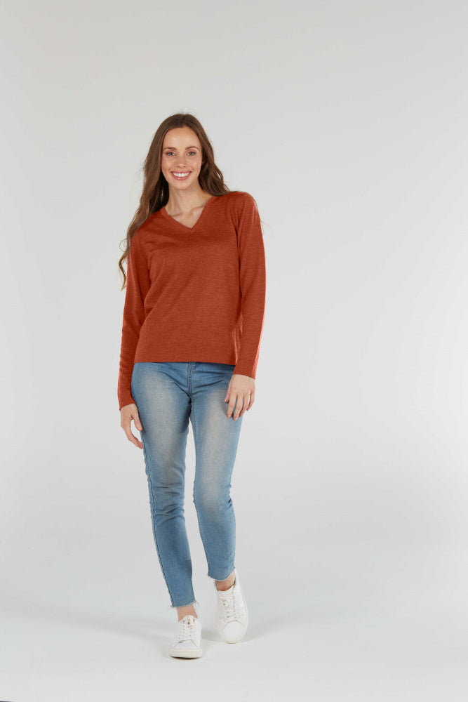 FINE PURE WOOL JERSEY VEE PULLOVER
