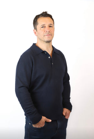 Pure Cashmere Pullover with 3-Button Collar