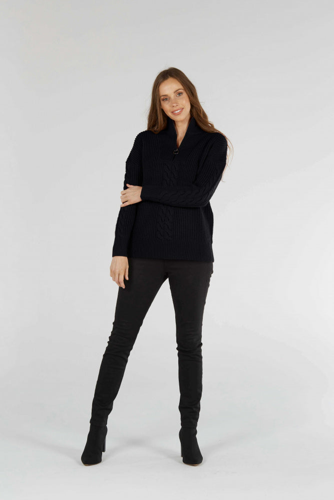 CABLE QUARTER ZIP PULLOVER FIELDS LADIES