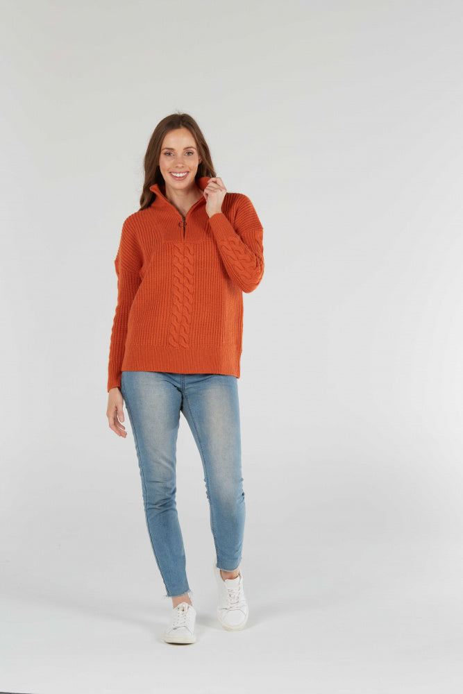 CABLE QUARTER ZIP PULLOVER FIELDS LADIES