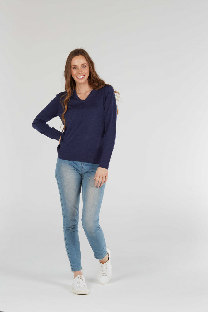 FINE PURE WOOL JERSEY VEE PULLOVER