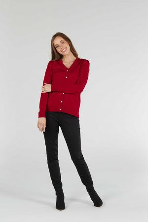 ESSENTIAL JERSEY VEE NECK CARDIGAN (Available only in XS Navy)