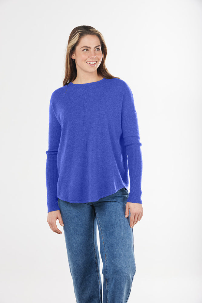 ESSENTIAL CURVED HEM CREW PULLOVER BRIDGE & LORD CASHMERE/ MERINO