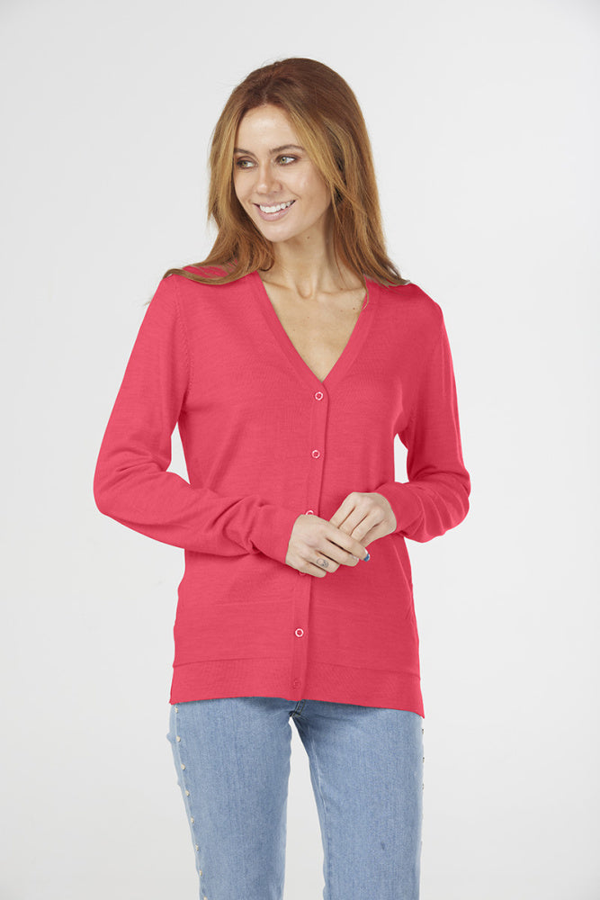 ESSENTIAL JERSEY VEE NECK CARDIGAN (Available only in XS Navy)