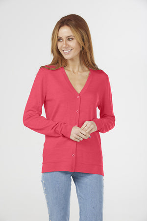 ESSENTIAL JERSEY VEE NECK CARDIGAN (Available only in XS Navy)