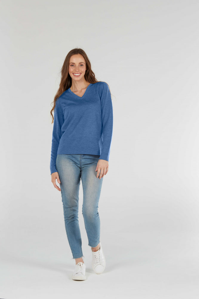 FINE PURE WOOL JERSEY VEE PULLOVER