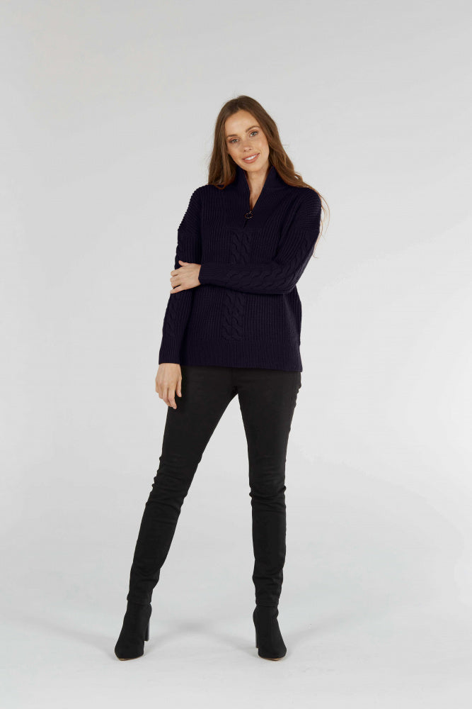 CABLE QUARTER ZIP PULLOVER FIELDS LADIES