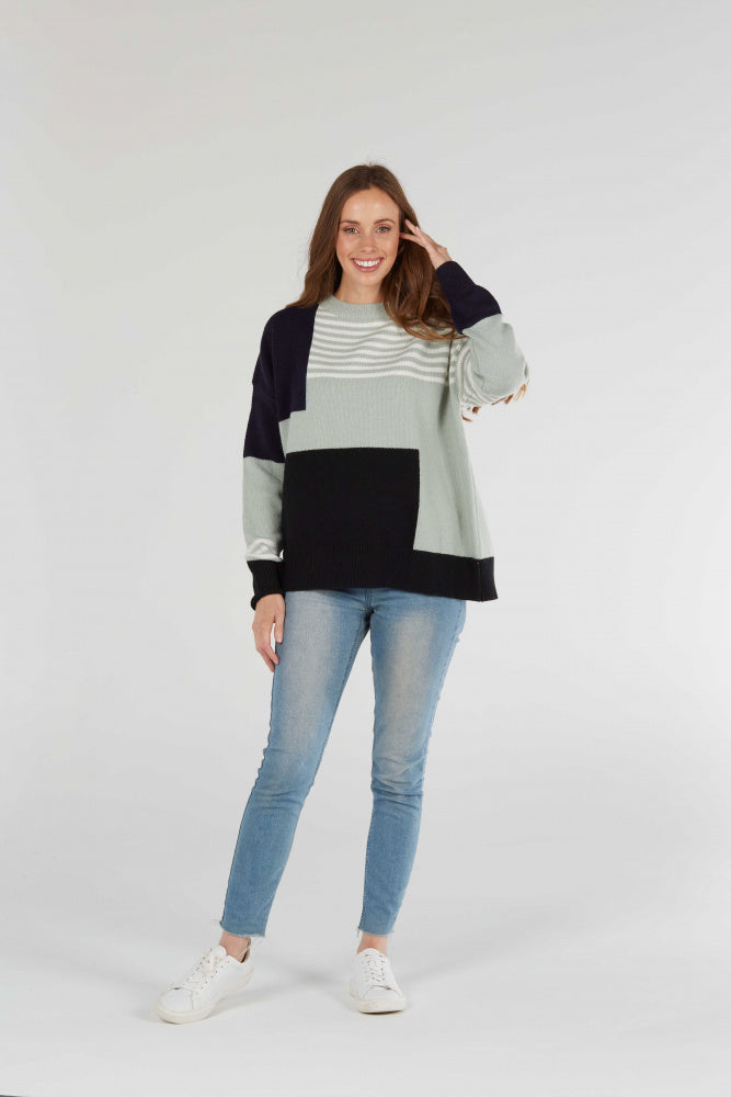 COLOUR BLOCK CREW NECK PULLOVER only 2XL left