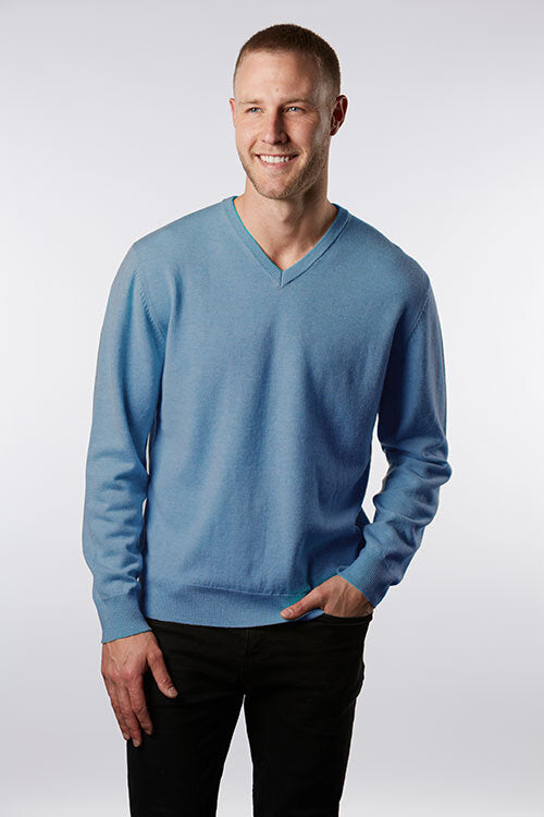 MERINO/ CASHMERE ESSENTIAL VEE NECK PULLOVER
