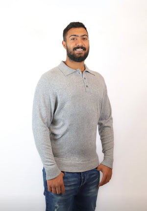 Pure Cashmere Pullover with 3-Button Collar