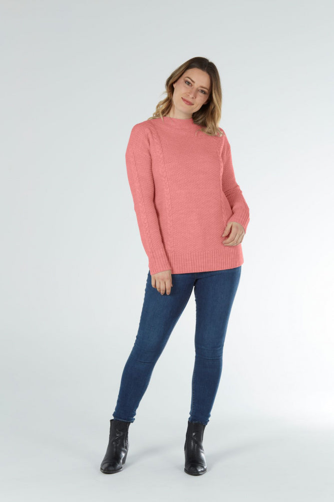 HIGH CREW TEXTURED PULLOVER WITH CABLES