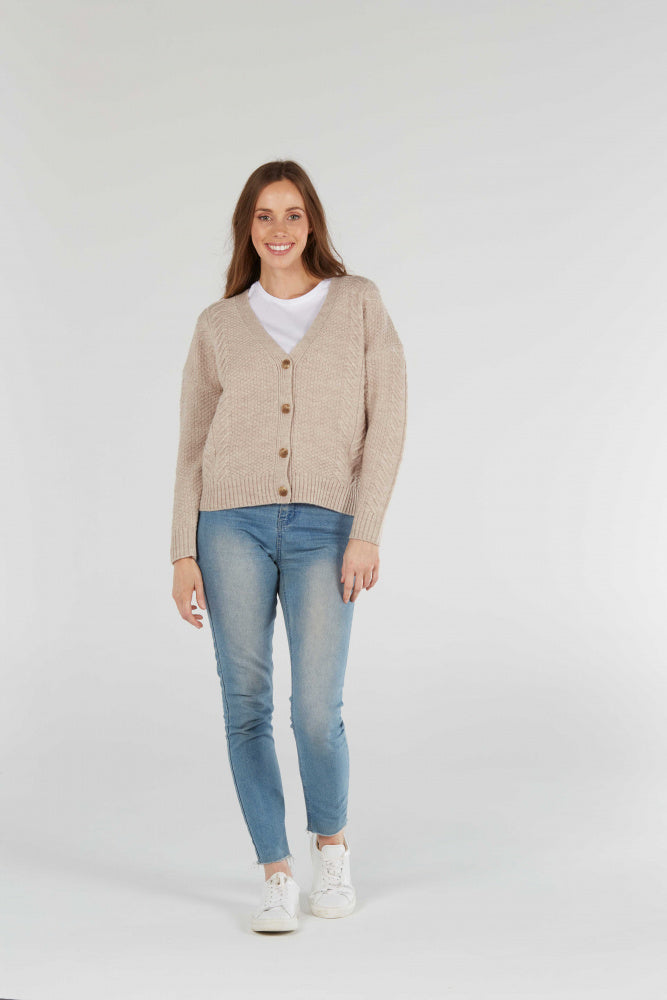 MOSS STITCH CROPPED CARDIGAN