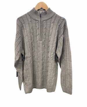 ANSETT PURE WOOL CABLE ZIP PULLOVER