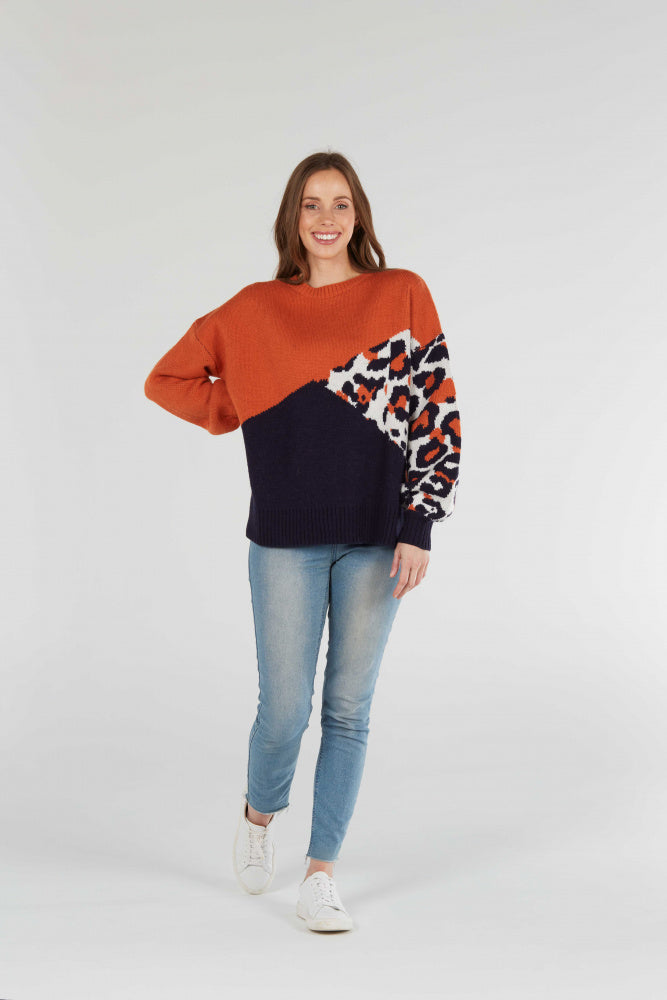 ANIMAL PRINT PULLOVER FIELDS ONLY ORANGE S LEFT