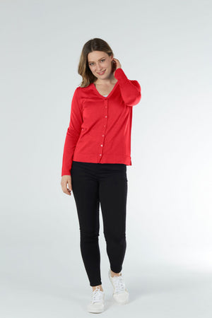 ESSENTIAL JERSEY VEE NECK CARDIGAN (Available only in XS Navy)