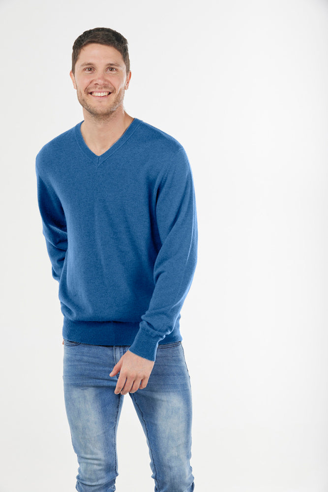 MERINO/ CASHMERE ESSENTIAL VEE NECK PULLOVER