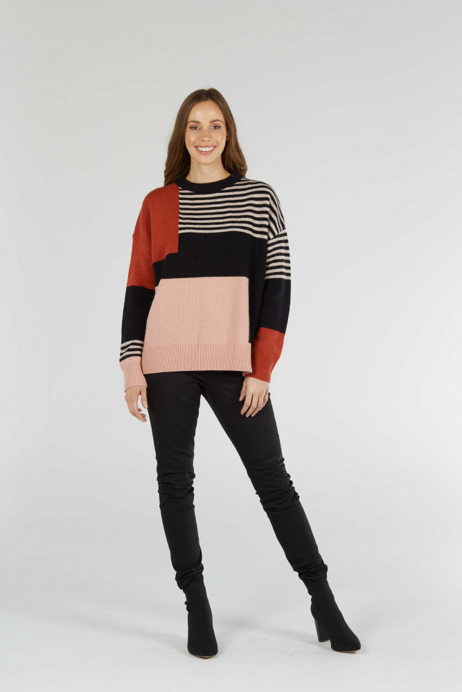 COLOUR BLOCK CREW NECK PULLOVER only 2XL left